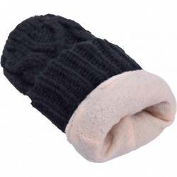 Skullies & Beanies 3 in 1 Women Soft Warm Thick Cable Knitted Hat Scarf & Gloves Winter Set - Black Gloves W/ Lined - CN12MDU...