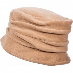 Bucket Hats Pleated Micro Fleece Cloche Hat - Camel - CS11OTKOMF3 $49.10