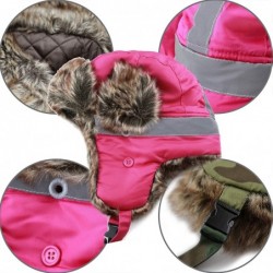 Bomber Hats Safety Reflective Faux Fur Aviator Kids Adult Trapper Hat Snow Ski Trooper Winter Cap - Hot Pink - CW18WARRLWZ $2...