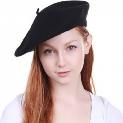 Berets 100% Wool French Beret for Womens Solid Colors Mens - Black - CT18HCI5MYS $18.75