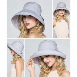 Sun Hats Women Wide Brim Bow Beach Reversible UV Sun Protection Packable Bucket Hat - Grey - CN18H623854 $22.66