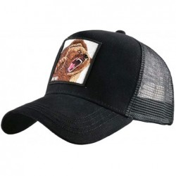 Baseball Caps Unisex Animal Mesh Trucker Hat Snapback Square Patch Baseball Caps - Black Bear - CC18TTS62Q9 $27.36