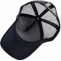 Baseball Caps Unisex Animal Mesh Trucker Hat Snapback Square Patch Baseball Caps - Black Bear - CC18TTS62Q9 $19.54
