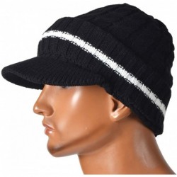 Skullies & Beanies Retro Newsboy Knitted Hat with Visor Bill Winter Warm Hat for Men - Black - CP1852D0YNY $17.29