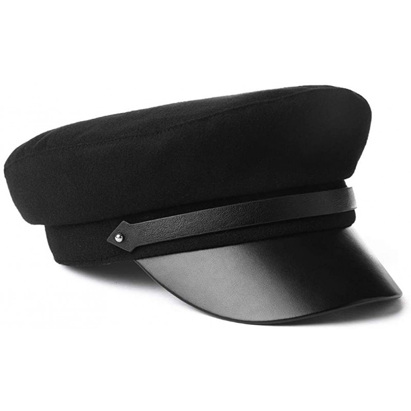 Newsboy Caps 2019 New Womens Visor Beret Newsboy Hat Cap for Ladies Merino Wool - 99082_black - CW18K54NORZ $24.66