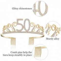 Headbands Birthday Rhinestone Princess Silver 21st - Gold-50th - C118CYLXD8L $17.43