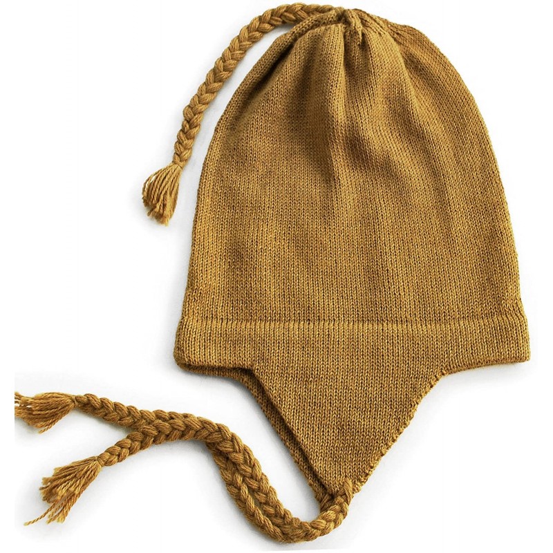 Skullies & Beanies 100% Alpaca Wool Knit Beanie Cap with Ear Flaps- Chullo Hat Women Men- One Size - Goldenrod - CS18902O6UL ...