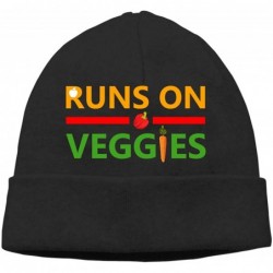 Skullies & Beanies Beanie Hat Runs On Veggies Warm Skull Caps for Men and Women - Black - CE18KI7T0KW $47.01
