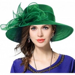 Sun Hats Kentucky Derby Dress Church Cloche Hat Sweet Cute Floral Bucket Hat - Leaf-green - C918NGZS8NE $47.27