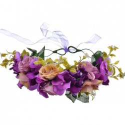 Headbands Maternity Woodland Photo Shoot Peony Flower Crown Hair Wreath Wedding Headband BC44 - Style 11 Purple Rose - CB18D2...