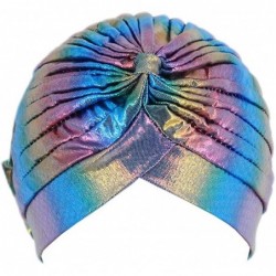 Skullies & Beanies African Printing Turban Cap Hairwrap Headwear Sleep Chemo Bonnet Hat Beanie for Women - Metallic Sky Blue ...