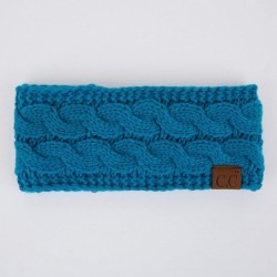 Cold Weather Headbands Winter Fuzzy Fleece Lined Thick Knitted Headband Headwrap Earwarmer(HW-20)(HW-33) - Teal (With Ponytai...