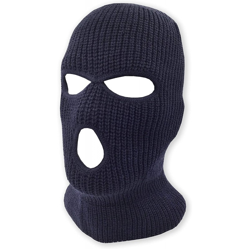 Balaclavas 3 Hole Beanie Face Mask Ski - Warm Double Thermal Knitted - Men and Women - Navy - CO18KNL92M4 $14.57