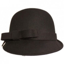 Bucket Hats Womens 100% Wool Contrast Color Bowknot Bucket Hat Cloche Hat Winter Hat - C-black - CL18I8C3NTM $24.15