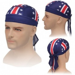 Skullies & Beanies Sweat Wicking Beanie Skull Cap Adjustable Cycling Hat Wrap Dew Rag Women Men - Stars and Stripes - C118E5I...