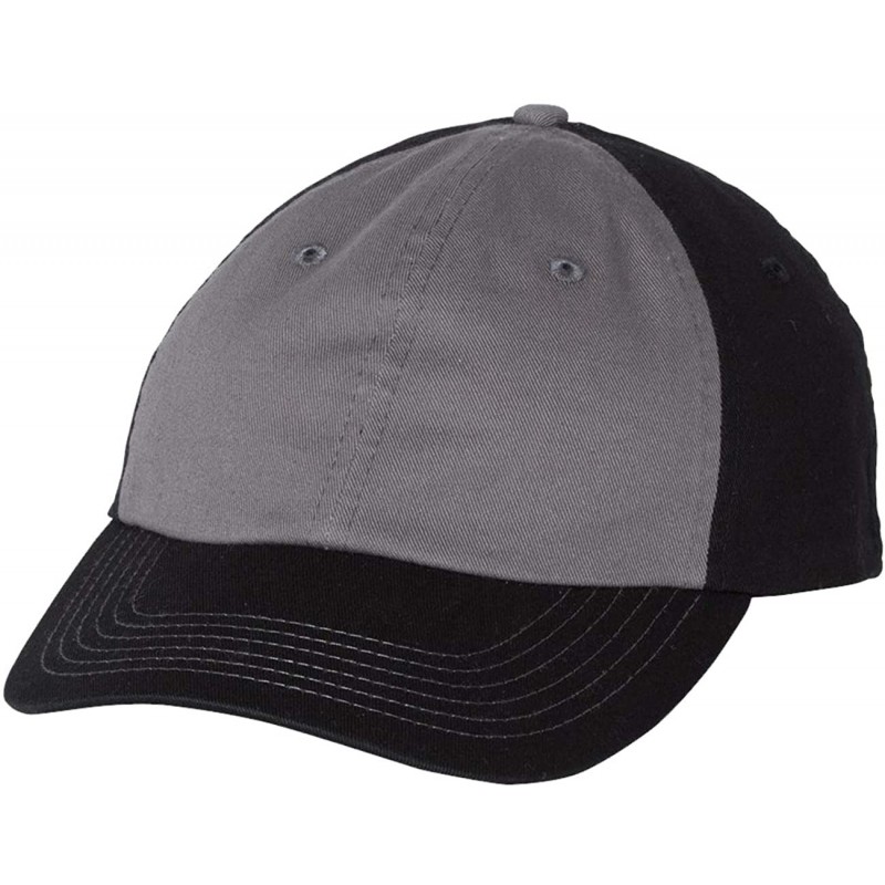 Baseball Caps Bio-Washed Unstructured Cotton Adjustable Low Profile Strapback Cap - Charcoal/Black - CQ1972UYGS0 $14.01