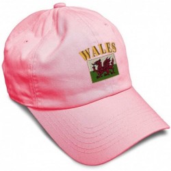 Baseball Caps Soft Baseball Cap Wales Flag Embroidery Dad Hats for Men & Women Buckle Closure - Coral - CG18YSYQZEI $26.36