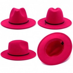 Fedoras Women Belt Buckle Fedora Hat - Rose - CI18QISHN3K $29.11