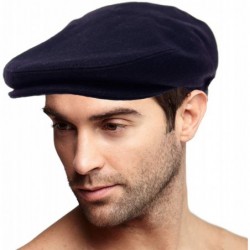 Newsboy Caps Men's Winter 100% Soft Wool Solid Flat Ivy Driver Golf Cabby Cap Hat - Navy - CX1985YN7UE $38.80