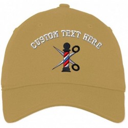 Baseball Caps Custom Soft Baseball Cap Barber Pole Scissors Embroidery Twill Cotton - Khaki - C618SIN2ZEL $27.26