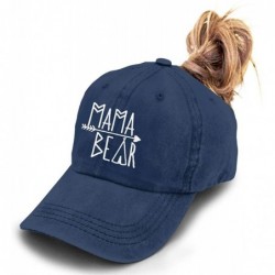 Baseball Caps Mama Bear Denim Hat Adjustable Female Stretch Baseball Hats - Ponytail Navy - CG18T4S0ZXU $32.36