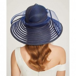 Sun Hats Women Kentucky Derby Church Dress Cloche Hat Bowknot Wedding Bucket Bowler Sun Hat - 004a Navy Blue - CT18SCDQK0N $3...
