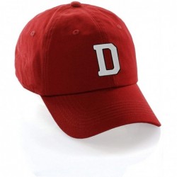 Baseball Caps Customized Letter Intial Baseball Hat A to Z Team Colors- Red Cap Black White - Letter D - CB18NR7LG2Y $29.56