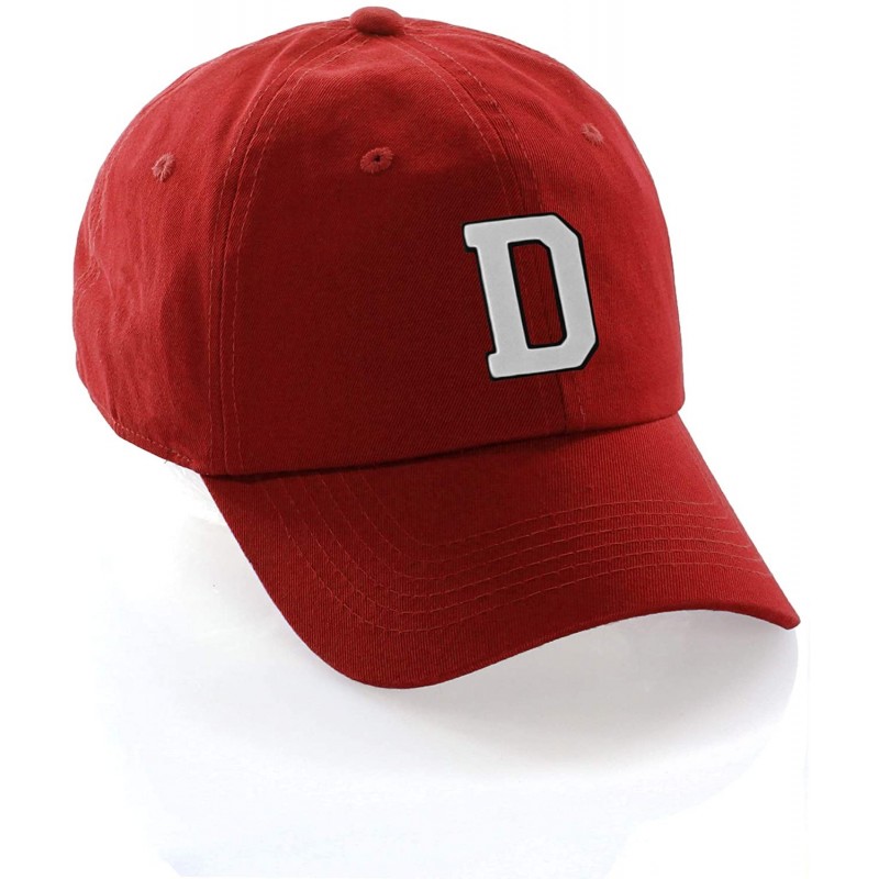 Baseball Caps Customized Letter Intial Baseball Hat A to Z Team Colors- Red Cap Black White - Letter D - CB18NR7LG2Y $17.80