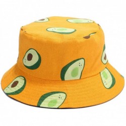 Bucket Hats Banana Print Bucket Hat Fruit Pattern Fisherman Hats Summer Reversible Packable Cap - Avocado Yellow - CQ194907ZU...