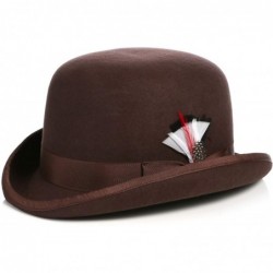 Fedoras Premium Lined Wool Clockwork Orange Style English Bowler Derby Hat - Chocolate Brown - CV12NYELZLN $65.88