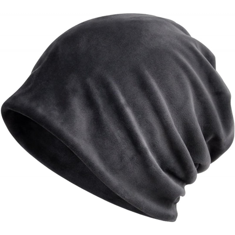 Skullies & Beanies Women's Multifunction Pure Velvet Pattern Hat Skull Cap Scarf - Grey - CI188C9O9S6 $17.02