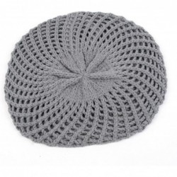 Berets Fashion Knitted Beret Open Weave Style 184HB - Gray - CH1107EQA9F $20.23