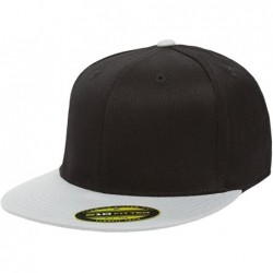 Baseball Caps Premium Flatbill Cap - Fitted 6210 - Black/Grey - CC11NZP3E4X $21.46