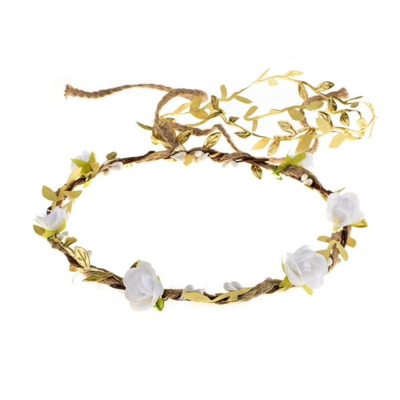 Headbands Flower Crown Floral Wreath Headband Floral Garland Headbands for Festival Wedding Party (White) - White - CF18EQXHG...