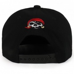 Baseball Caps Pirate Skull Guns Embroidered Flatbill Cotton Snapback Cap - Black - CB18DU980MS $19.43