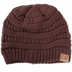 Skullies & Beanies 3pc Set Trendy Warm Chunky Soft Stretch Cable Knit Beanie Scarves Gloves Set - Brown - CD187GO6AWC $64.00