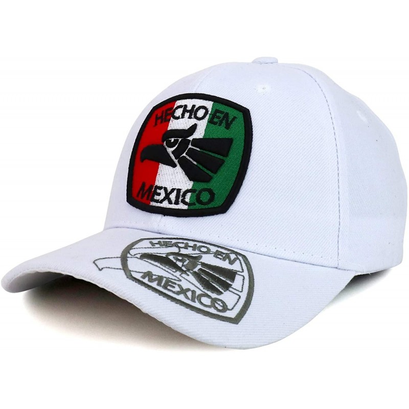 Baseball Caps Hecho en Mexico Eagle Embroidered Square Patch Baseball Cap - White - C818OIH5423 $14.34