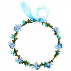 Headbands Women Boho Flower Headband Berry Floral Crown Hair Wreath Garland Halo - Blue - CP18EGMZO7G $13.43