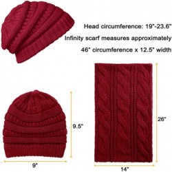 Skullies & Beanies Knit Infinity Scarf Slouchy Beanie Hat Set Women Winter Warm Circle Loop Scarfs - Burgundy - CZ18UHHA7GO $...