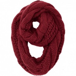 Skullies & Beanies Knit Infinity Scarf Slouchy Beanie Hat Set Women Winter Warm Circle Loop Scarfs - Burgundy - CZ18UHHA7GO $...