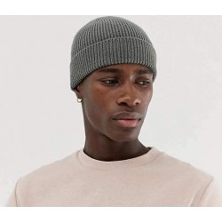 Skullies & Beanies 50% Wool Short Knit Fisherman Beanie for Men Women Winter Cuffed Hats - 2pcs(black+grey) - C3192G4HAG9 $14.35