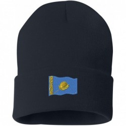 Skullies & Beanies Kazakhstan Flag Custom Personalized Embroidery Embroidered Beanie - Navy - CT12O6IMNCV $34.27