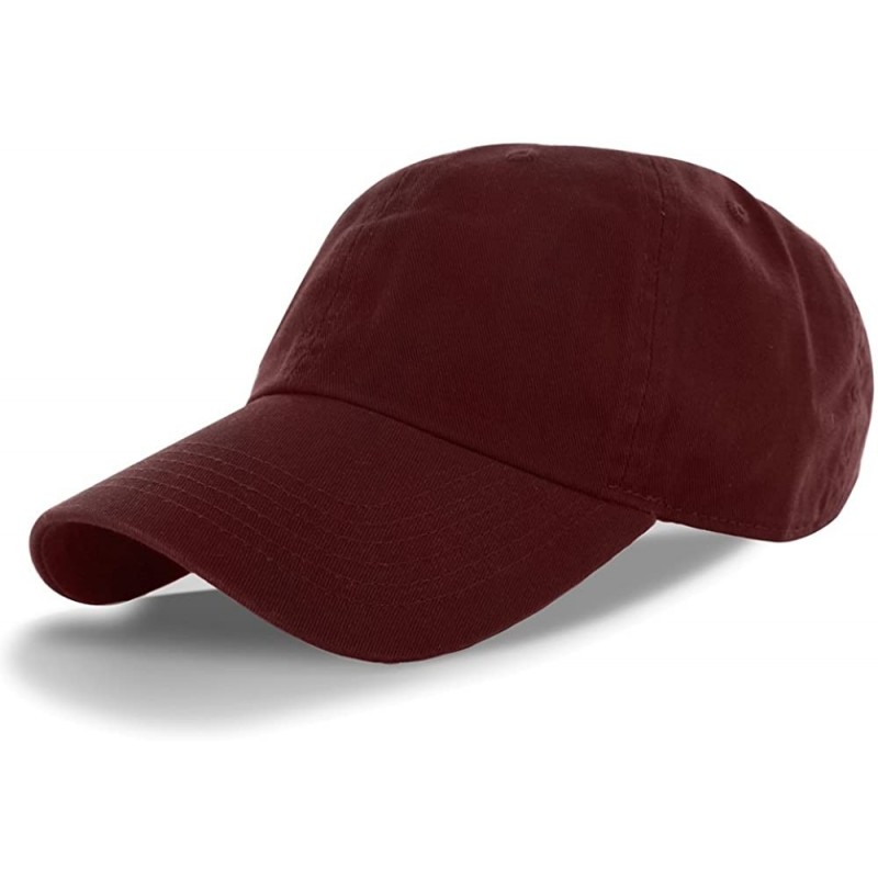 Baseball Caps Plain 100% Cotton Adjustable Baseball Cap - Maroon - CW11SEDEKKX $17.02