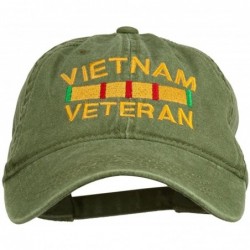Baseball Caps Vietnam Veteran Embroidered Pigment Dyed Brass Buckle Cap - Olive - CG11P5I7HS7 $49.38