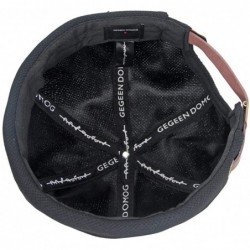 Skullies & Beanies Breathable Docker Beanie Hat Adjustable Leather Buckle Vintage Style Brimless Cuff Watch Cap - Black - CZ1...