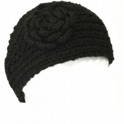 Cold Weather Headbands Winter Hand Knit Floral Headband - Black - CG11IDVGQGH $20.79