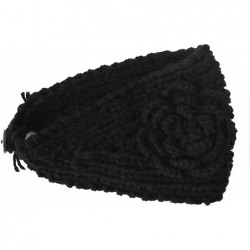 Cold Weather Headbands Winter Hand Knit Floral Headband - Black - CG11IDVGQGH $13.51