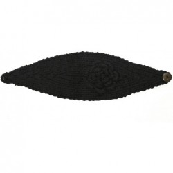 Cold Weather Headbands Winter Hand Knit Floral Headband - Black - CG11IDVGQGH $13.51