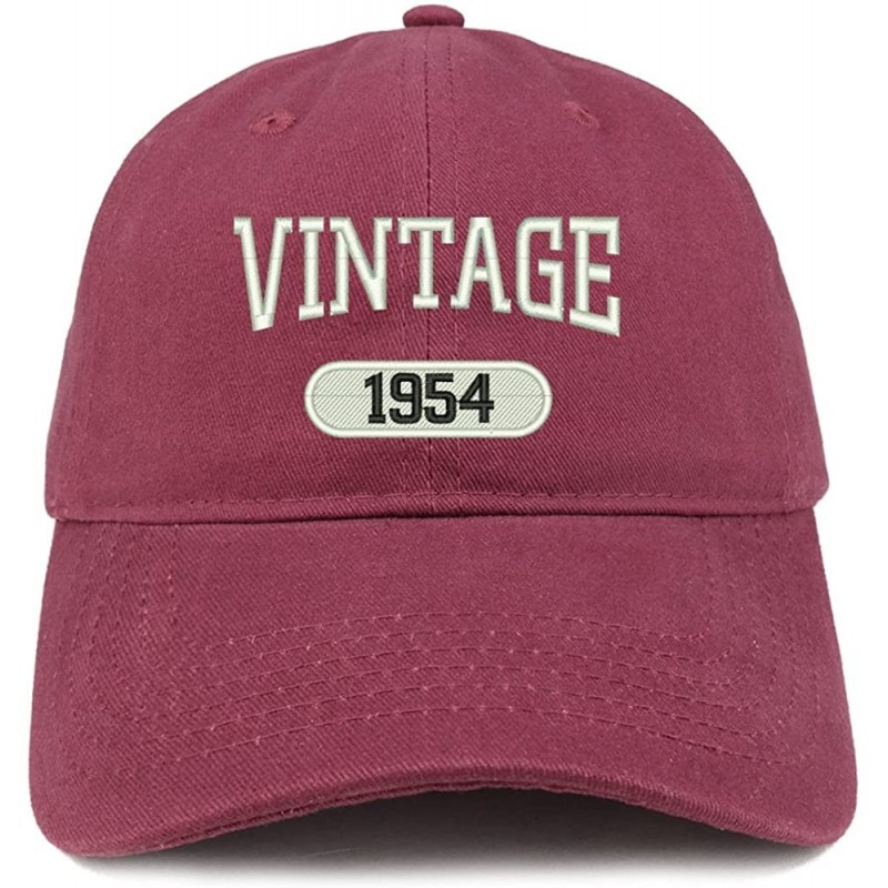 Baseball Caps Vintage 1954 Embroidered 66th Birthday Relaxed Fitting Cotton Cap - Maroon - C7180ZG4O2X $23.46
