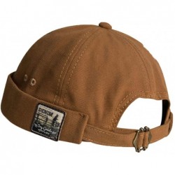Skullies & Beanies Men Hats Docker Cap Hats Beanie Sailor Cap Worker Hat Rolled Cuff Retro Brimless Hat with Adjustable - CR1...